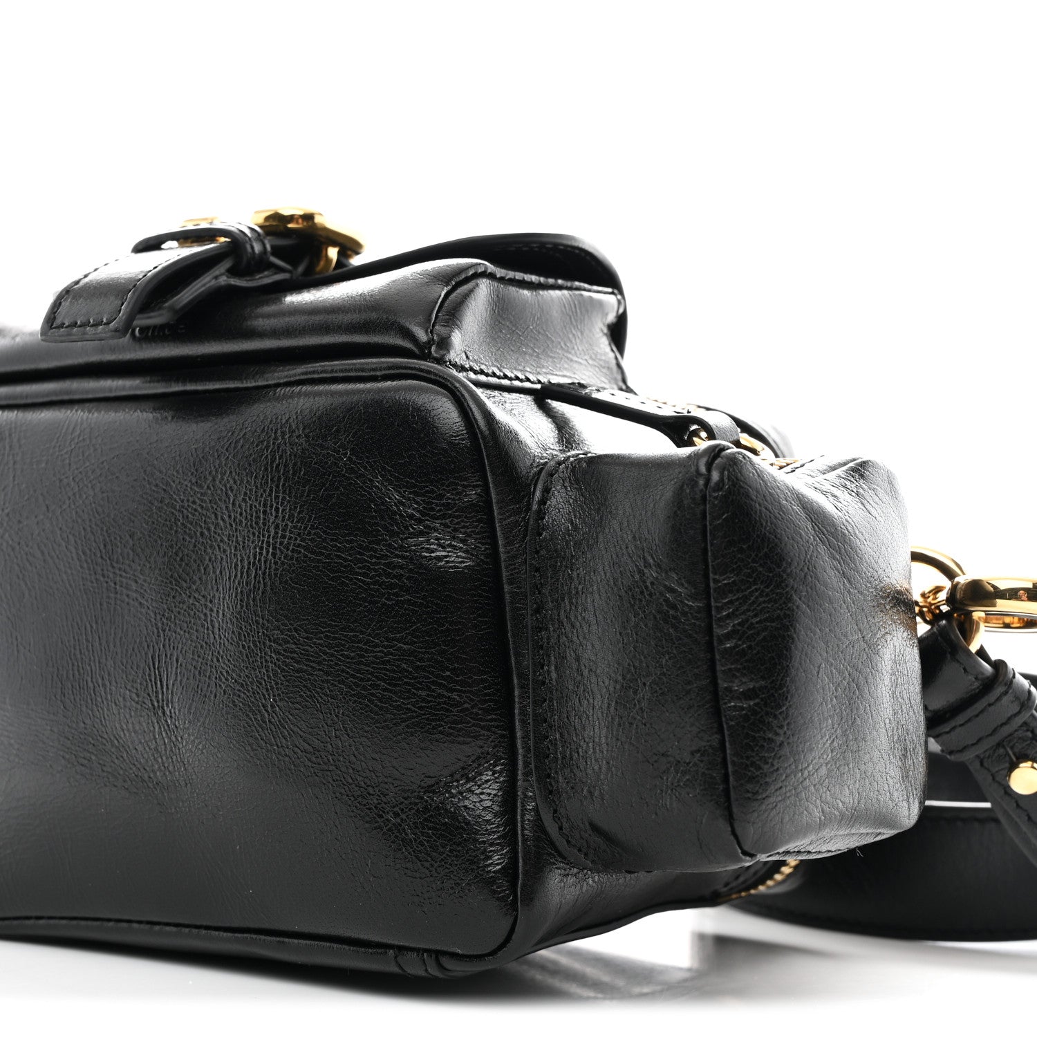 Chloe Shiny Buffalo Small Double Carry Camera Bag Black 10 of 10