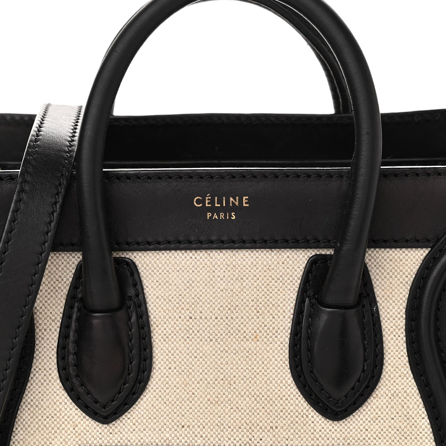 Celine Natural Canvas Smooth Calfskin Nano Luggage Black 9 of 13