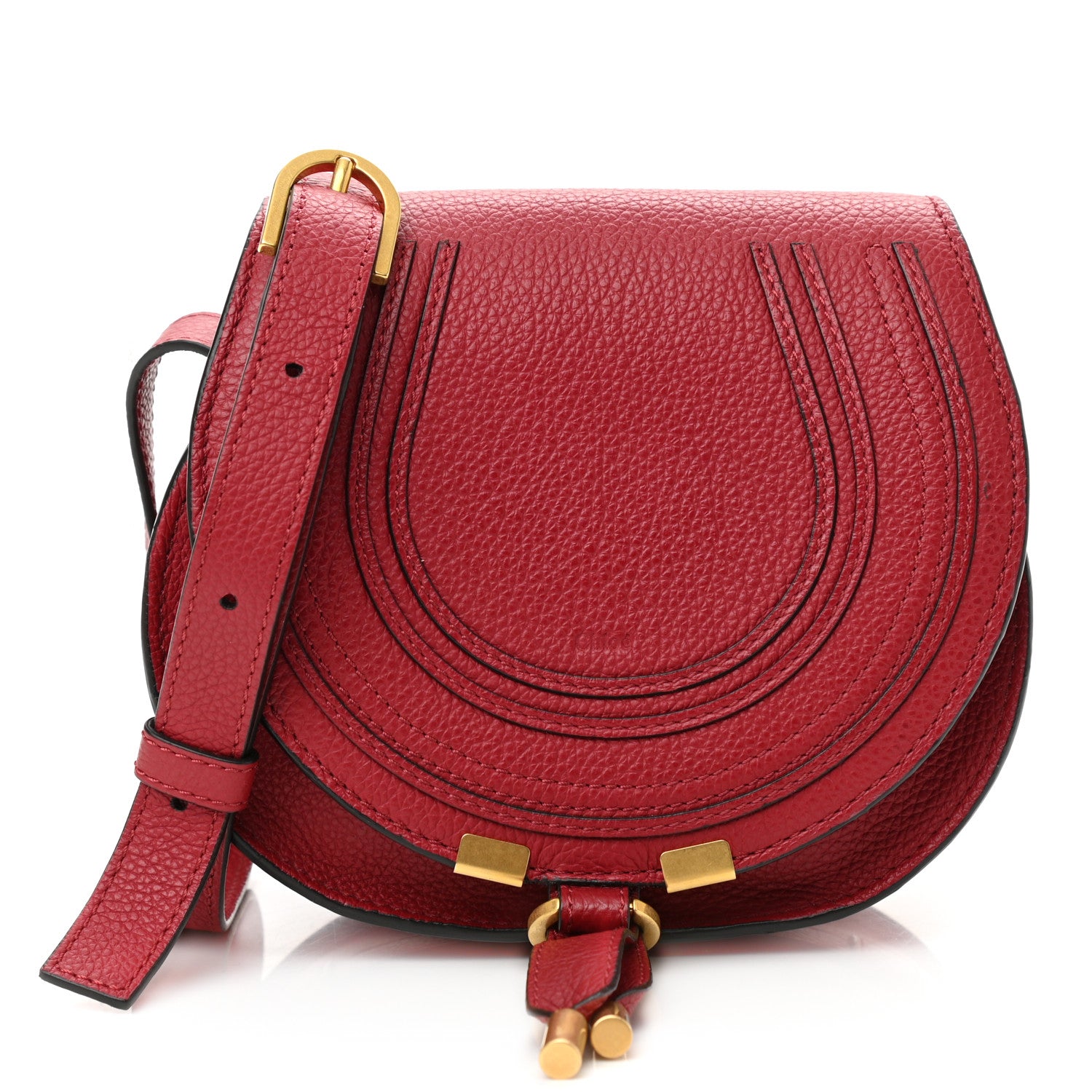 Chloe Calfskin Mini Marcie Round Crossbody Bag Red 1 of 8