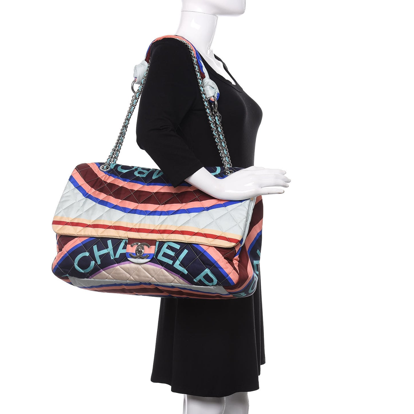 Fabric Quilted Printed XXL Flap Multicolor