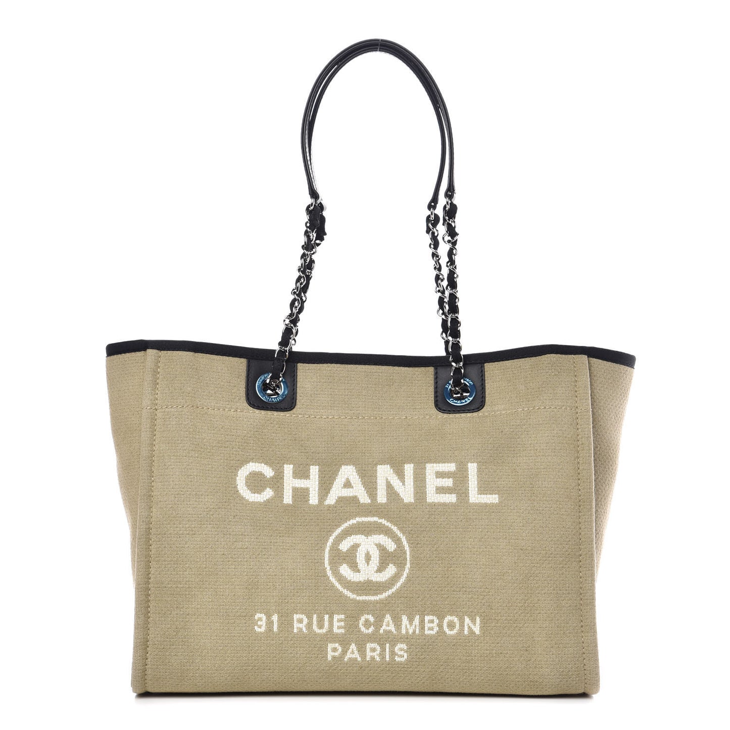 Canvas Small Deauville Tote Beige Black