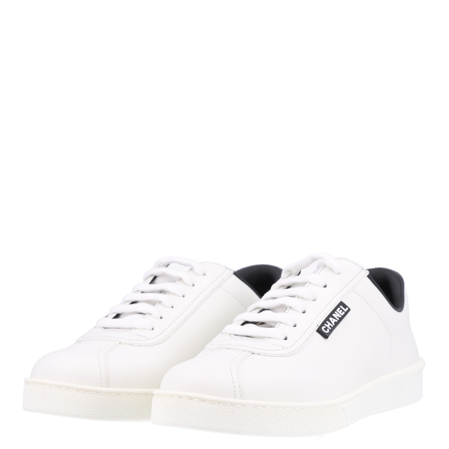 Chanel Calfskin CC Womens Sneakers 37.5 White 4 of 9