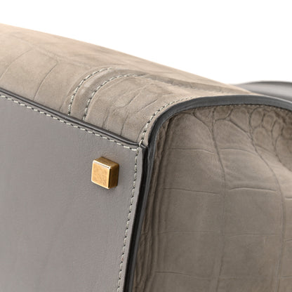 Celine Crocodile Embossed Nubuck Medium Phantom Luggage Grey 10 of 11