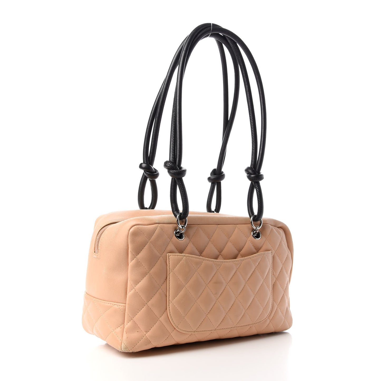 Calfskin Quilted Large Cambon Bowler Beige Black