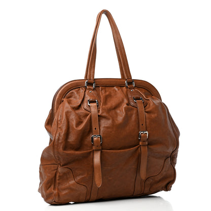 Prada Washed Buffalo Frame Bag Brandy 3 of 9