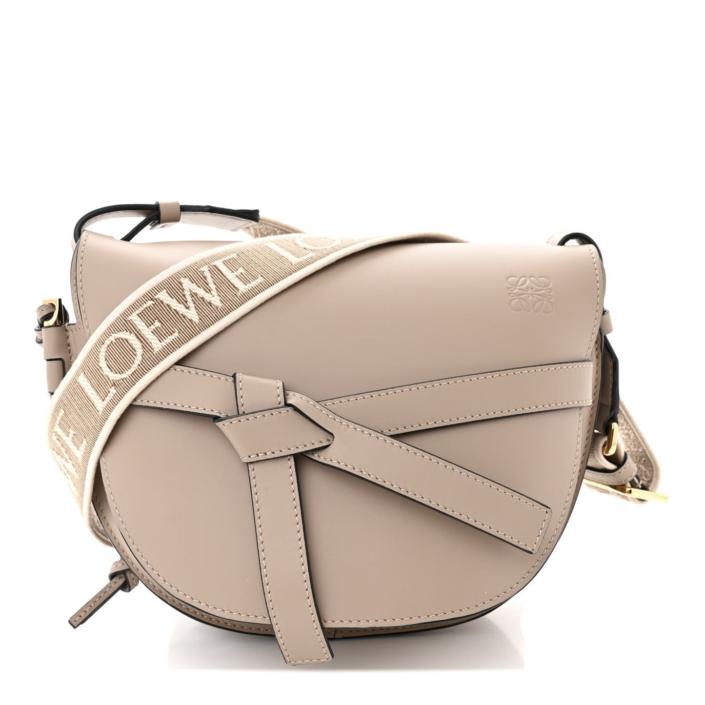 Soft Calfskin Jacquard Small Gate Crossbody Bag Sand