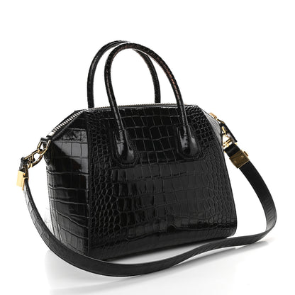 Givenchy Calfskin Crocodile Embossed Small Antigona Black 3 of 14