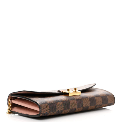 Louis Vuitton Damier Ebene Croisette Chain Wallet Rose Ballerine 4 of 10