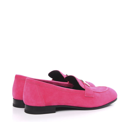 Hermes Suede Goatskin Paris Loafers 38 Rose Fuchsia 4 of 8