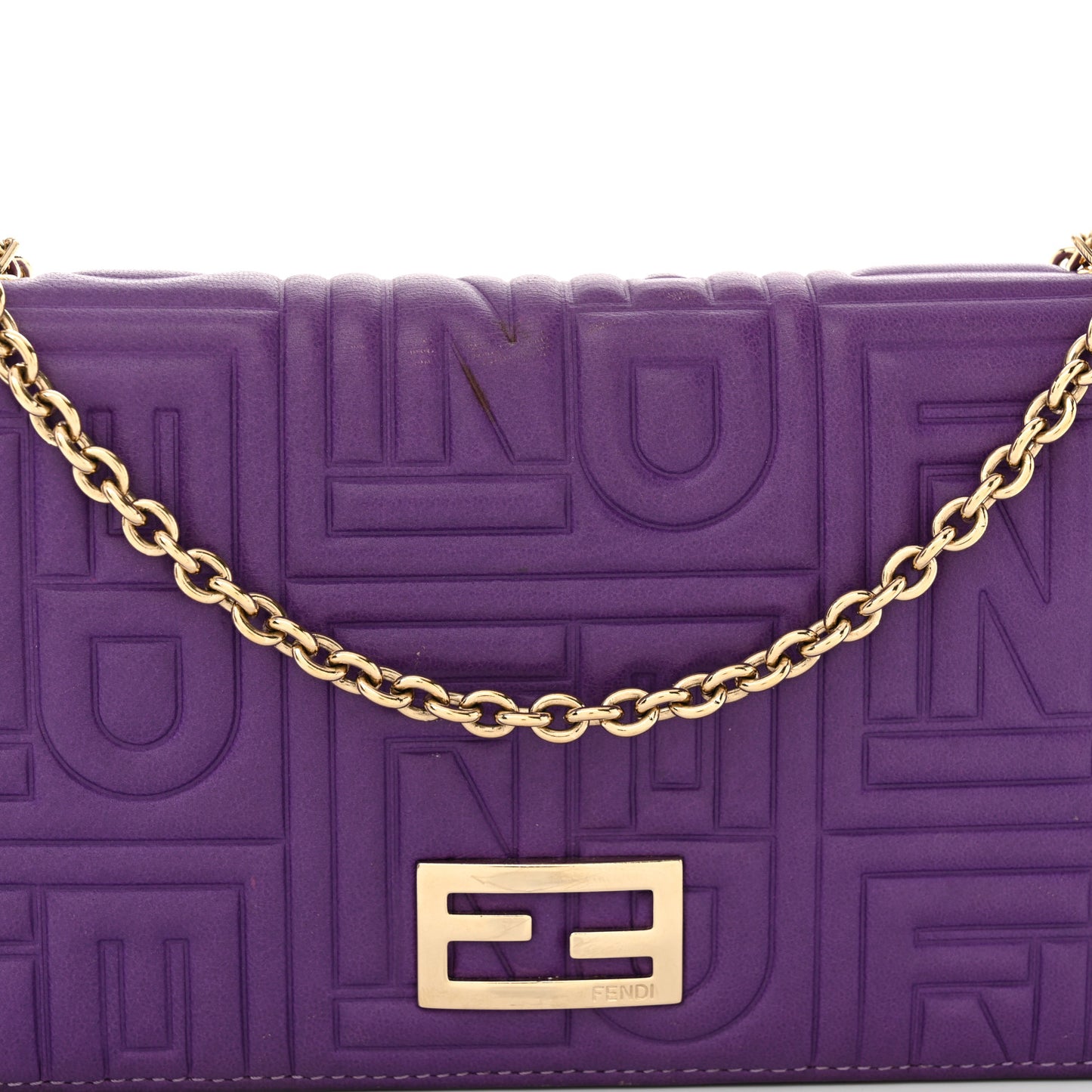 Nappa Logo Embossed Long Wallet On Chain Purple
