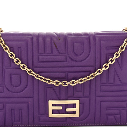 Fendi Nappa Logo Embossed Long Wallet On Chain Purple 10 of 15