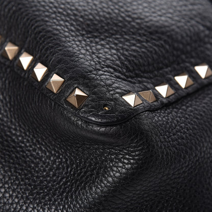 Valentino Garavani Grained Calfskin Tribal Large Rockstud Rolling Crossbody Tote Black 14 of 17