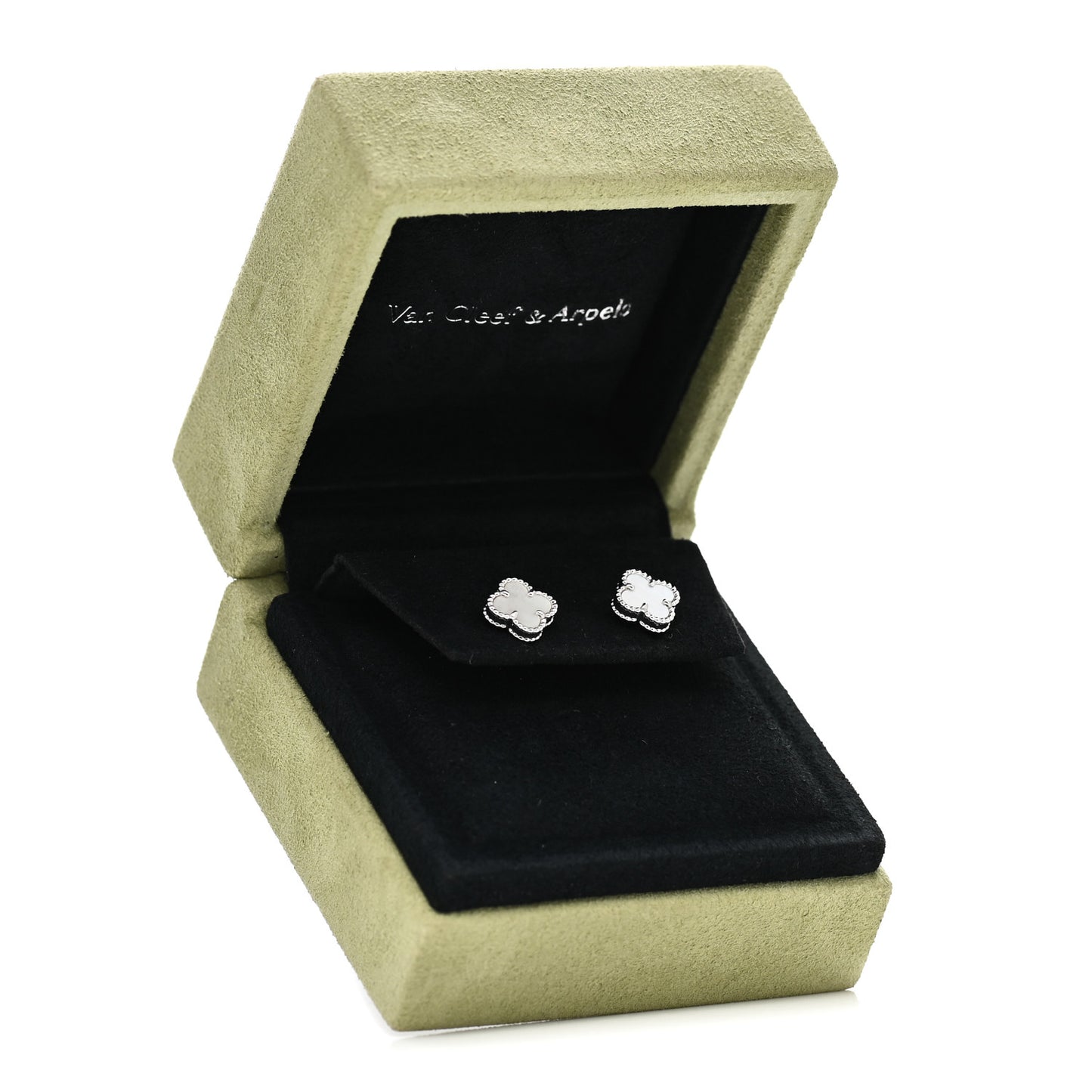 18K White Gold Mother of Pearl Sweet Alhambra Earrings
