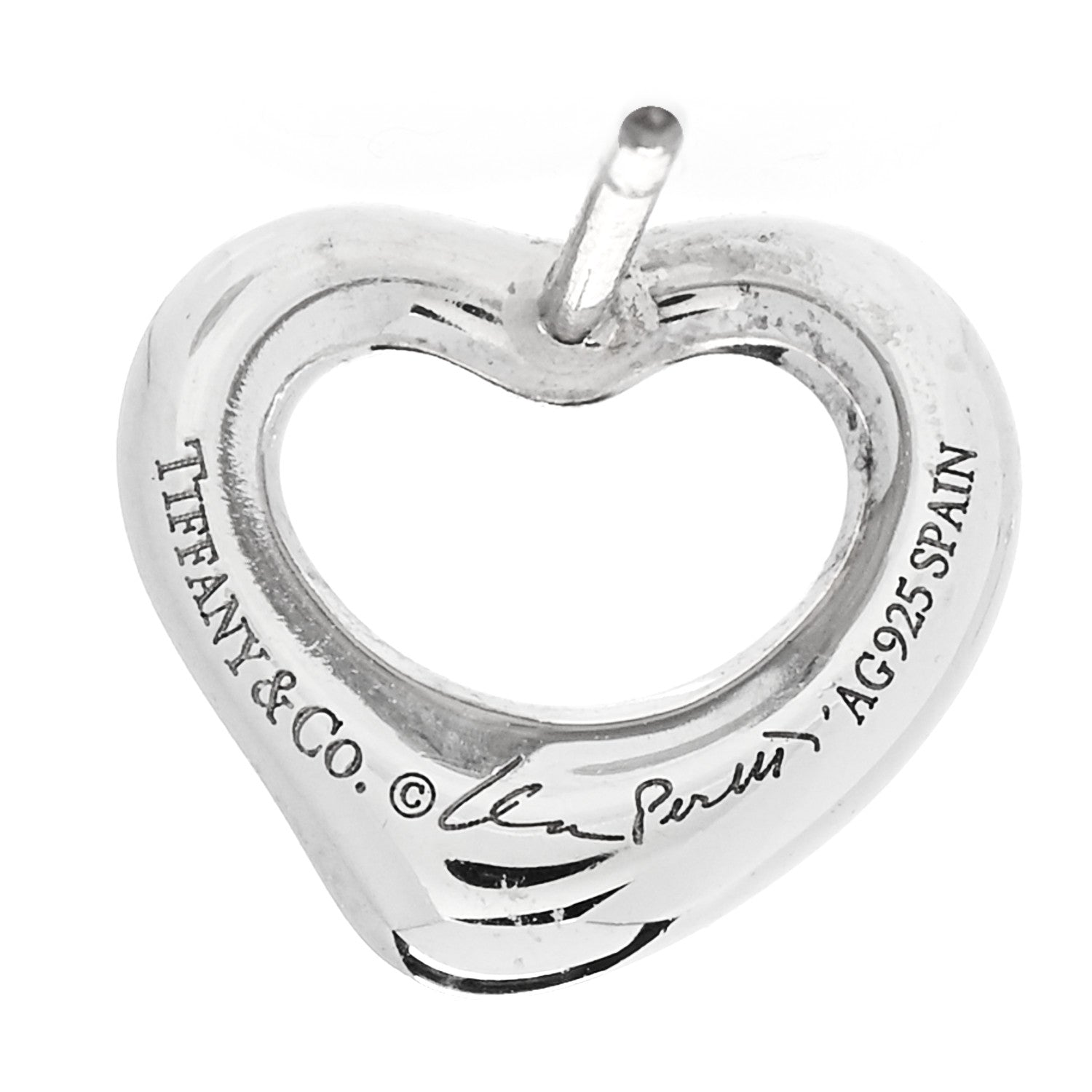 Tiffany Sterling Silver 11mm Elsa Peretti Open Heart Earrings 4 of 6