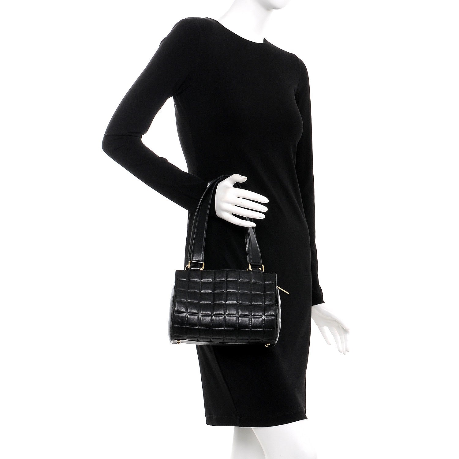 Chanel Lambskin Quilted CC Chocolate Bar Shoulder Bag Black 2 of 10