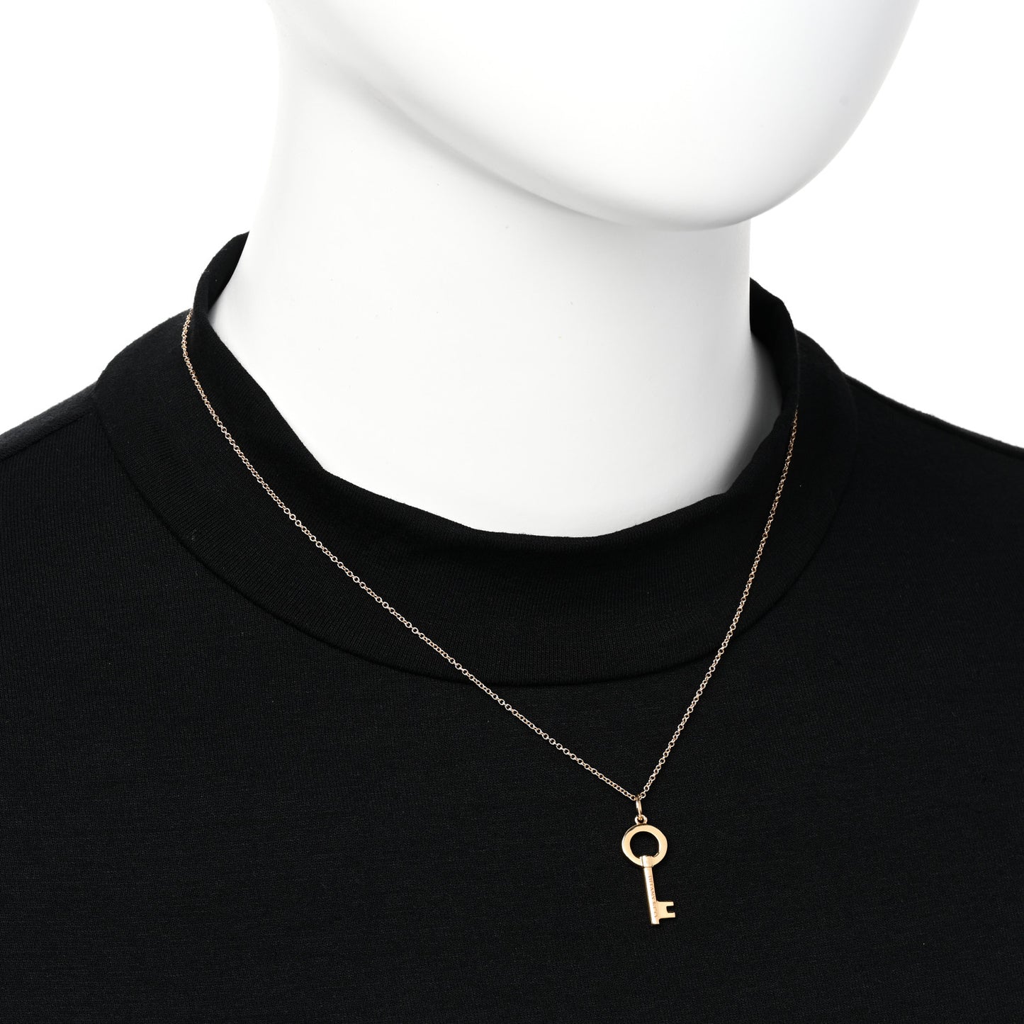 18K Rose Gold Modern Keys Round Open Key Pendant Necklace