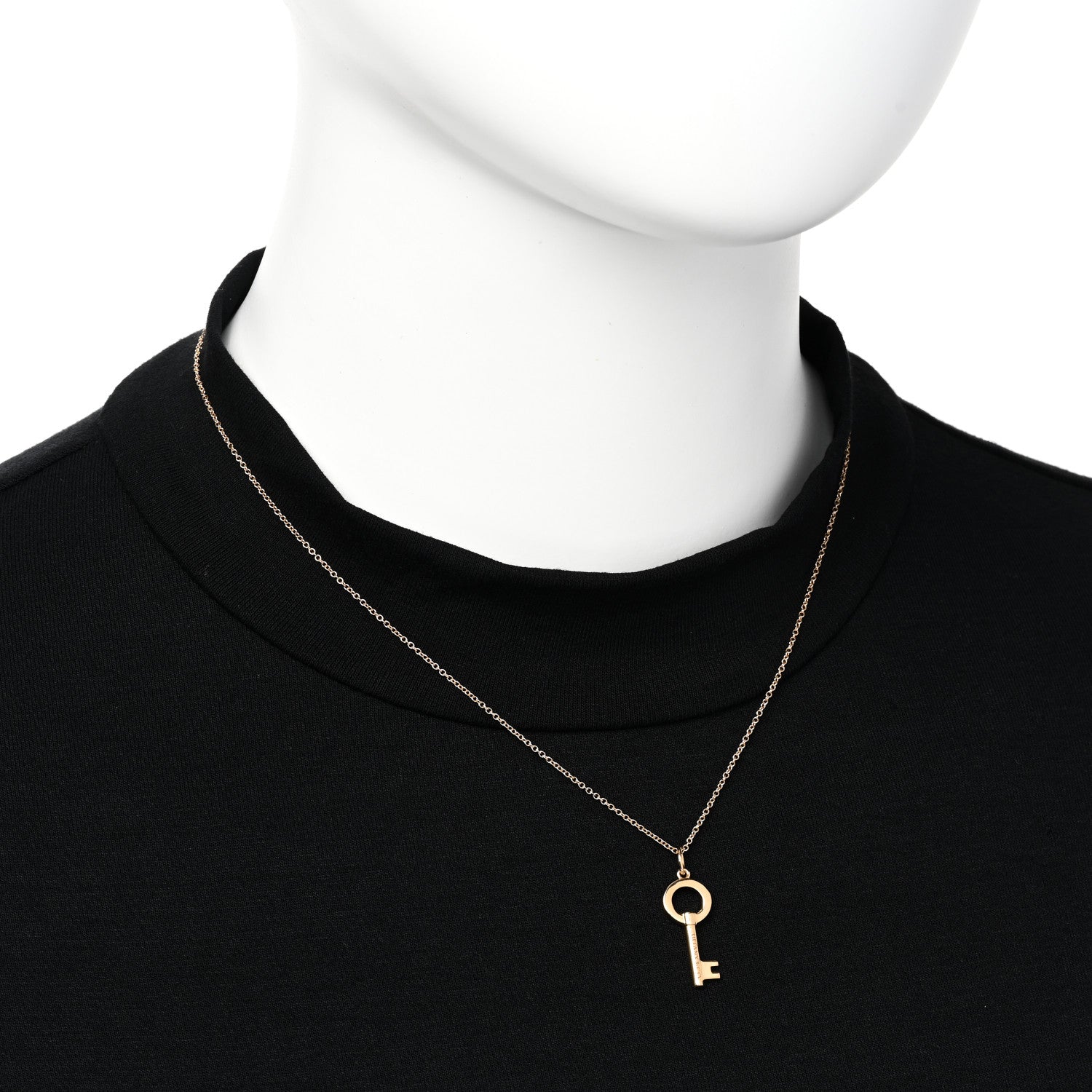 Tiffany 18K Rose Gold Modern Keys Round Open Key Pendant Necklace 2 of 5