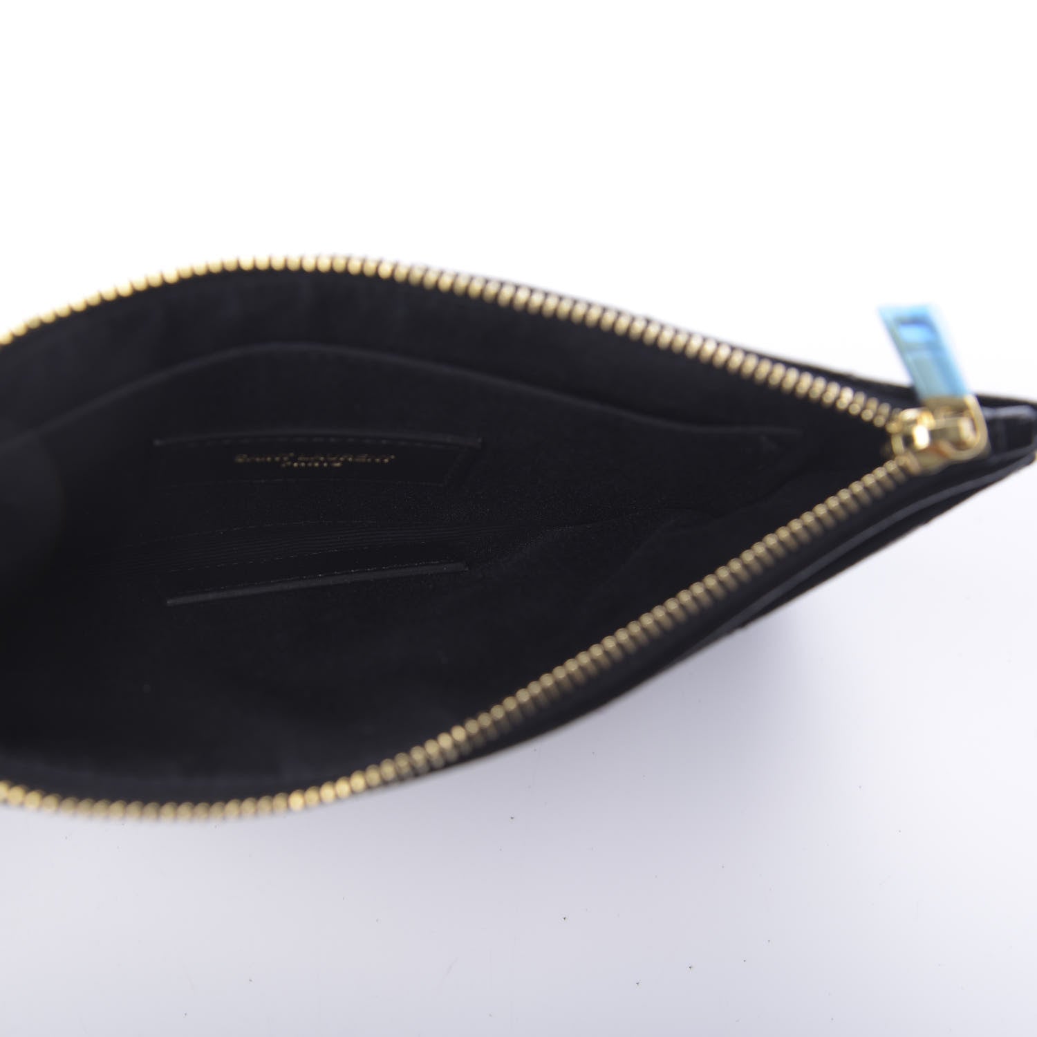 Saint Laurent Grain De Poudre Chevron Monogram Bill Pouch Black 5 of 11