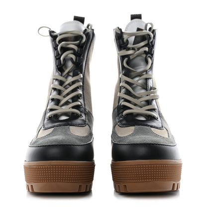 Louis Vuitton Suede Calfskin Monogram Laureate Platform Desert Boots 37 Grey 2 of 12