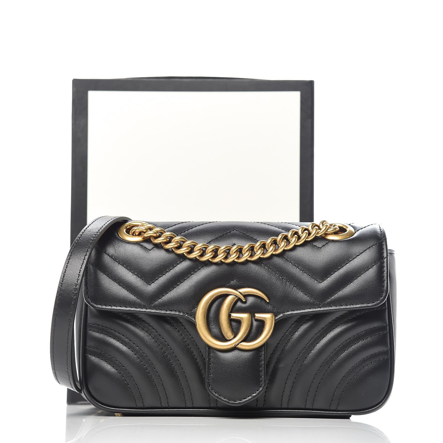 Gucci Calfskin Matelasse Mini GG Marmont Shoulder Bag Black 11 of 11