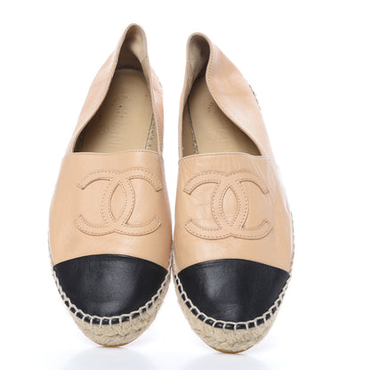 Chanel Lambskin CC Espadrilles 36 Beige Black 5 of 12