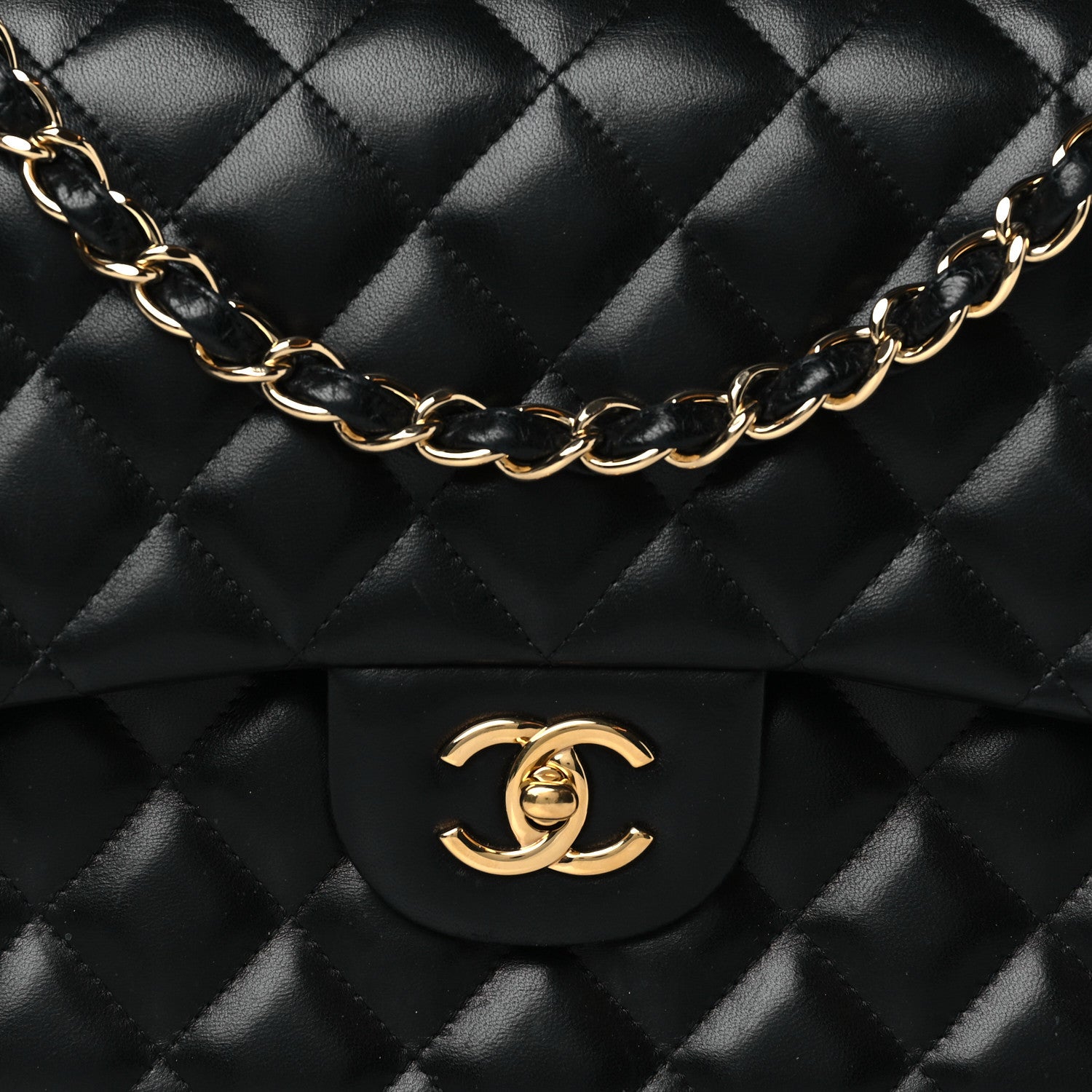 Chanel Lambskin Quilted Jumbo Double Flap Black 8 of 13