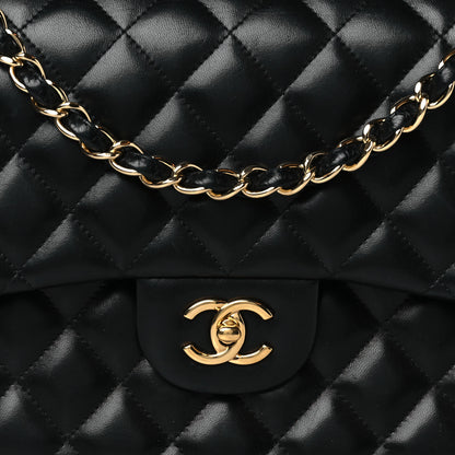 Chanel Lambskin Quilted Jumbo Double Flap Black 8 of 13