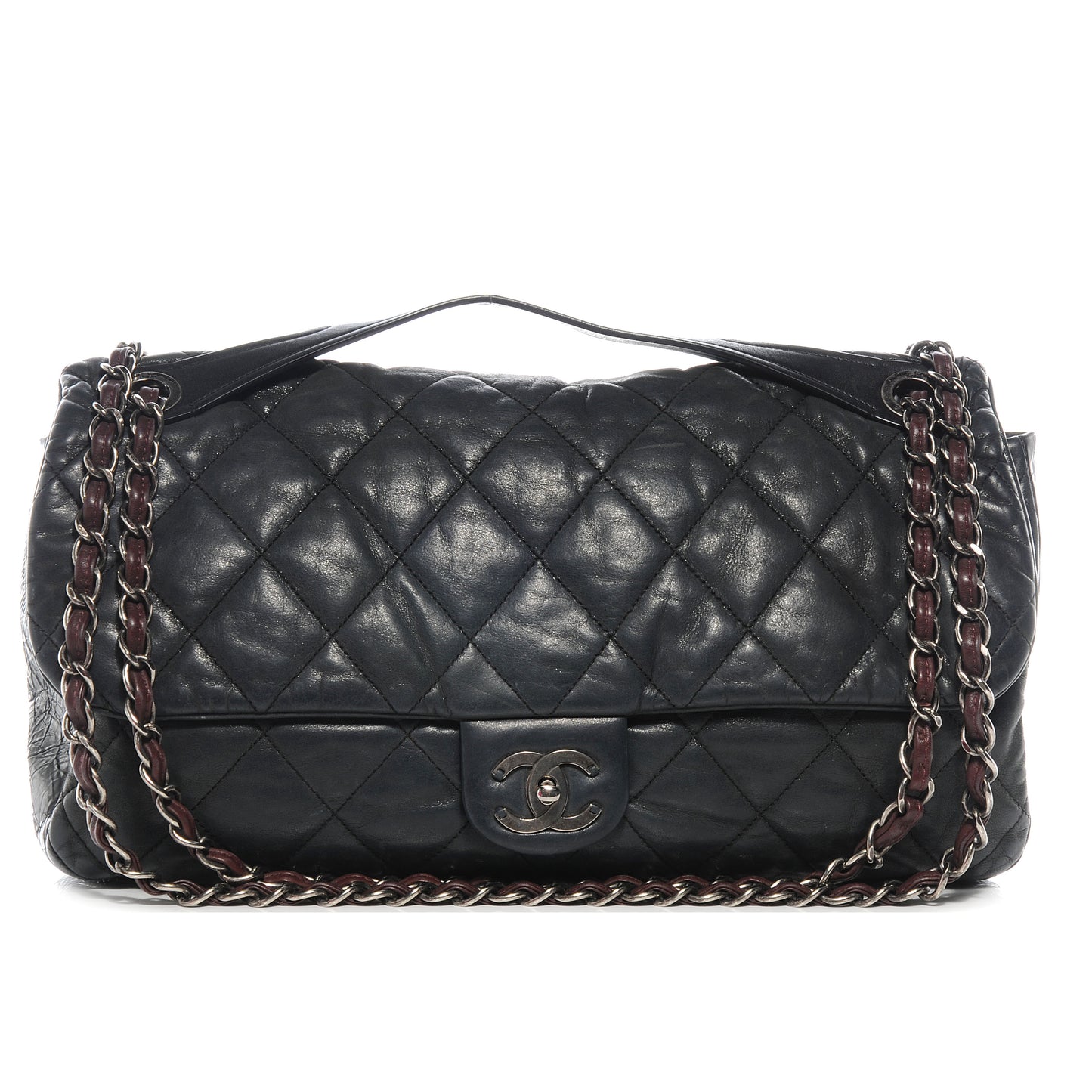 Iridescent Calfskin In The Mix Jumbo Flap Black
