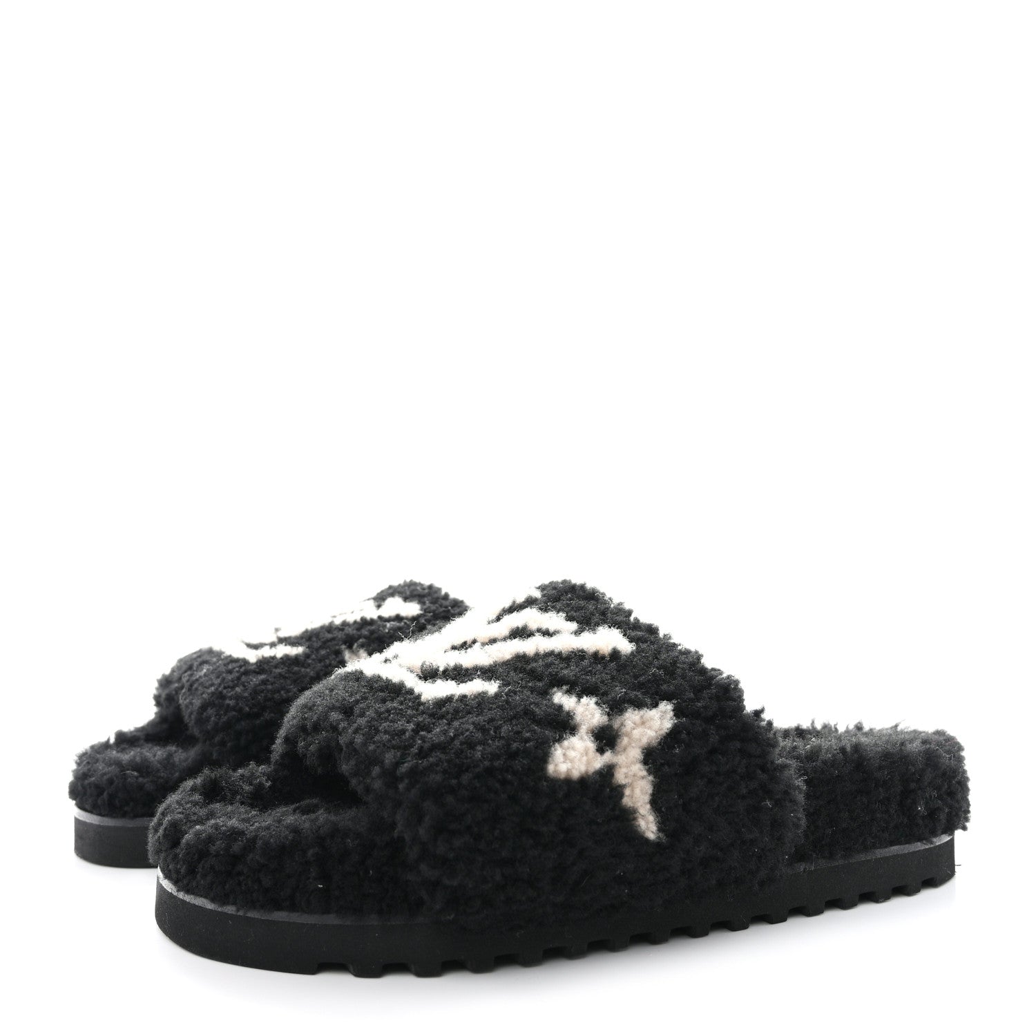 Louis Vuitton Shearling Magnetic Flat Mule 38 Black 3 of 9