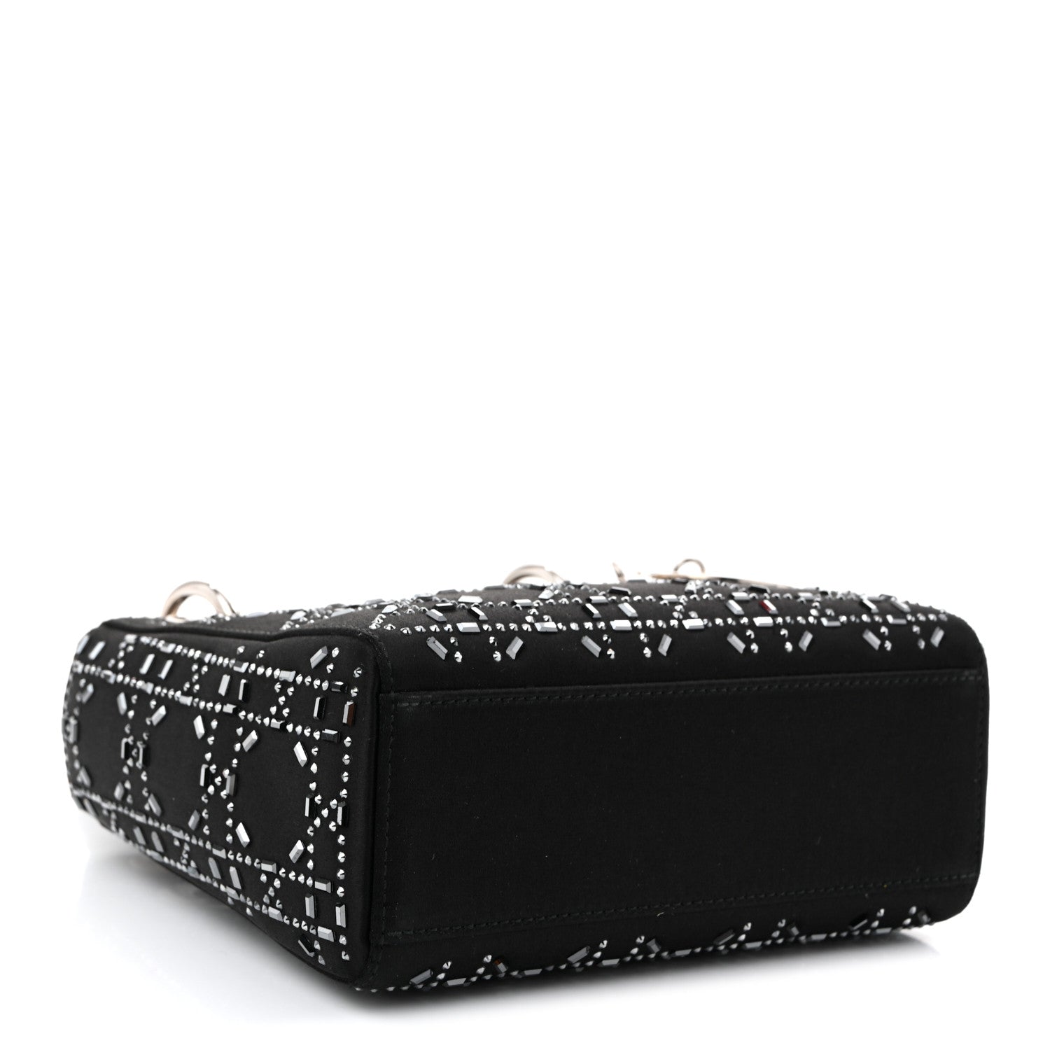 Christian Dior Satin Crystal Cannage Mini Lady Dior Black 4 of 11