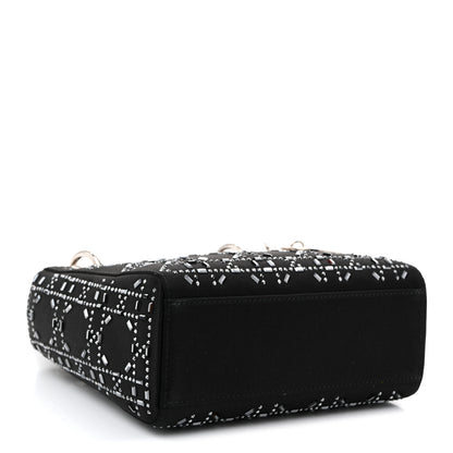 Christian Dior Satin Crystal Cannage Mini Lady Dior Black 4 of 11