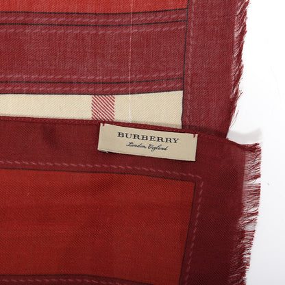 Burberry Modal Cashmere Haymarket Check Color Border Scarf Red 3 of 4