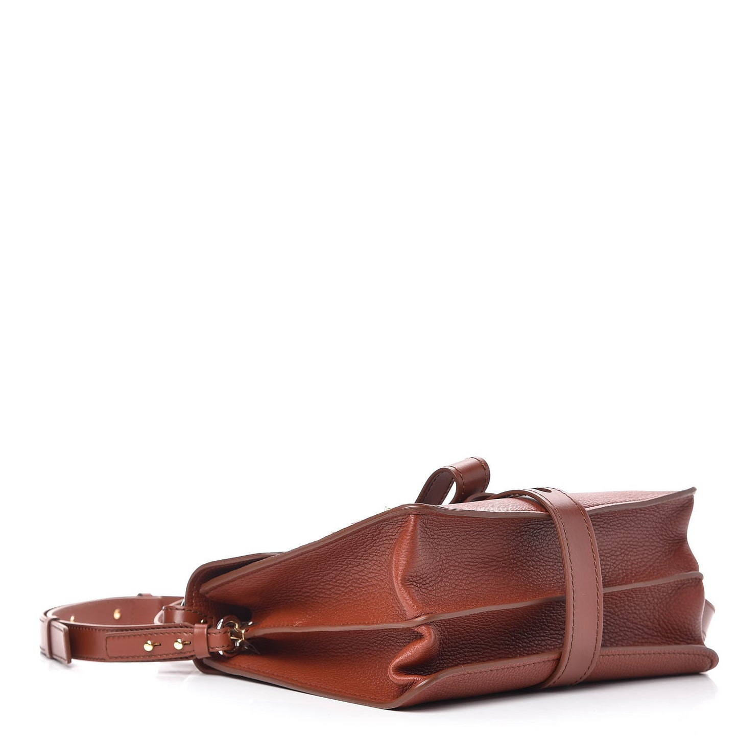 Shiny Grained Calfskin Medium Aby Day Shoulder Bag Sepia Brown