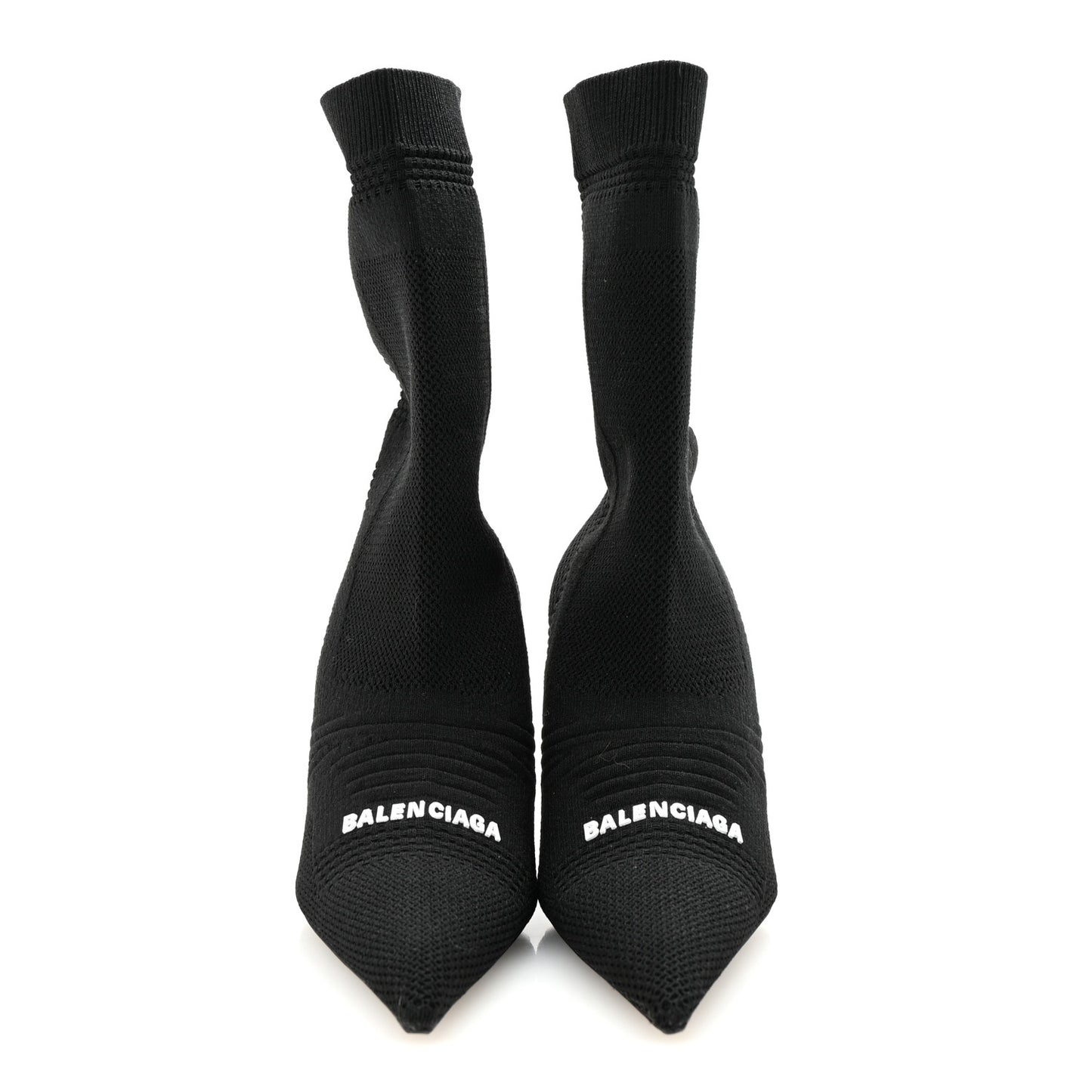 Textured Recycled Knit Logo Extreme Pointed Toe Knife 2.0 Booties 36 Black