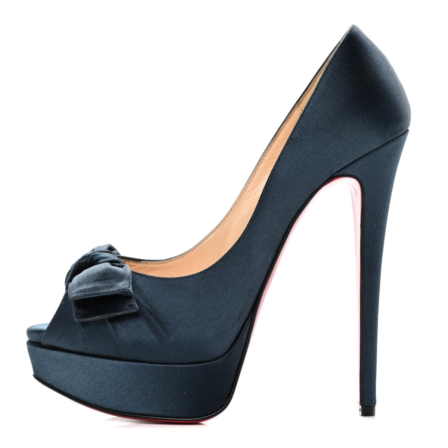 Christian Louboutin Crepe Satin Madame Butterfly 150 Pumps 38.5 Blue 1 of 10