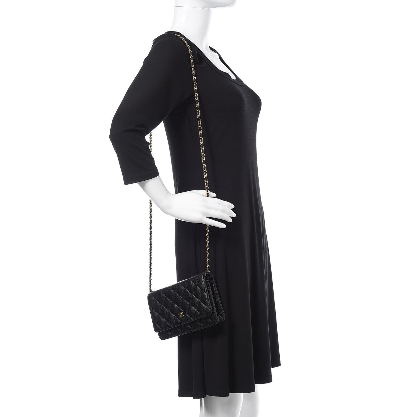 Caviar Quilted Wallet On Chain WOC Black