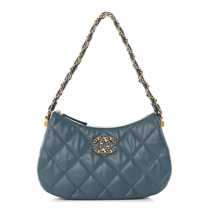 Chanel Crumpled Calfskin Quilted Braided CC Hobo Blue 1 of 13