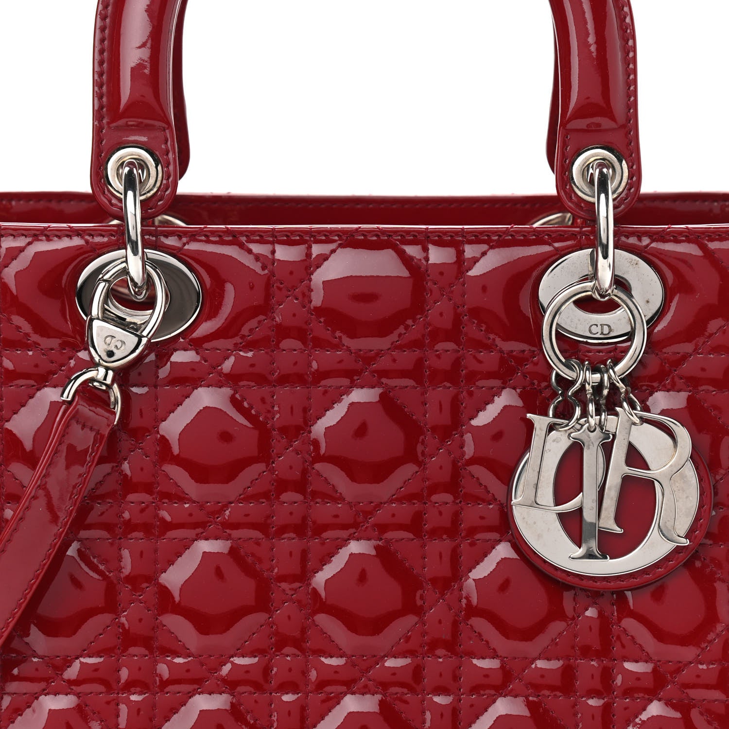 Christian Dior Patent Cannage Medium Lady Dior Red 8 of 12