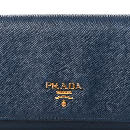 Prada Saffiano Metal Continental Flap Wallet Bleuette 6 of 9