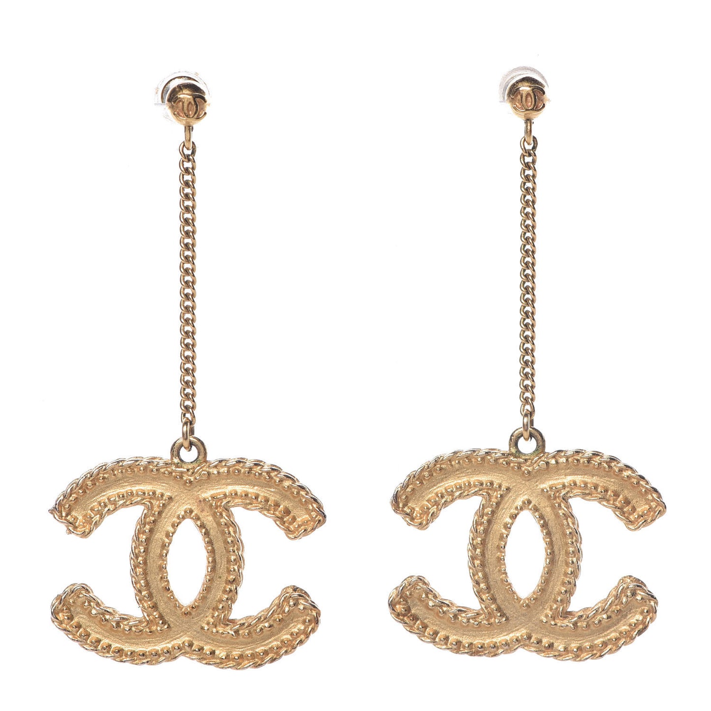 CC Drop Earrings Matte Gold
