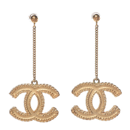 Chanel CC Drop Earrings Matte Gold 1 of 6