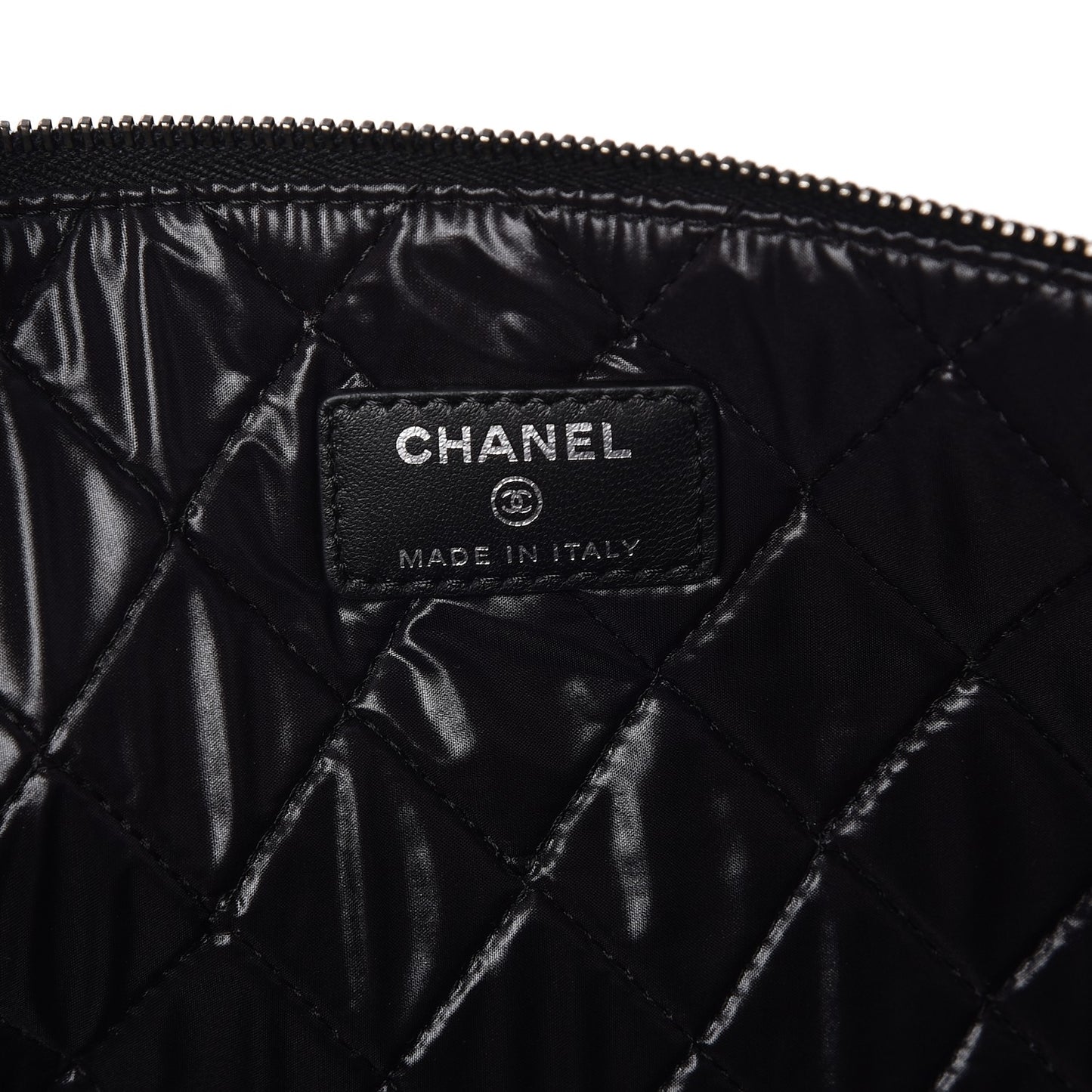 Lambskin Patent Quilted Large Cosmetic Case Black