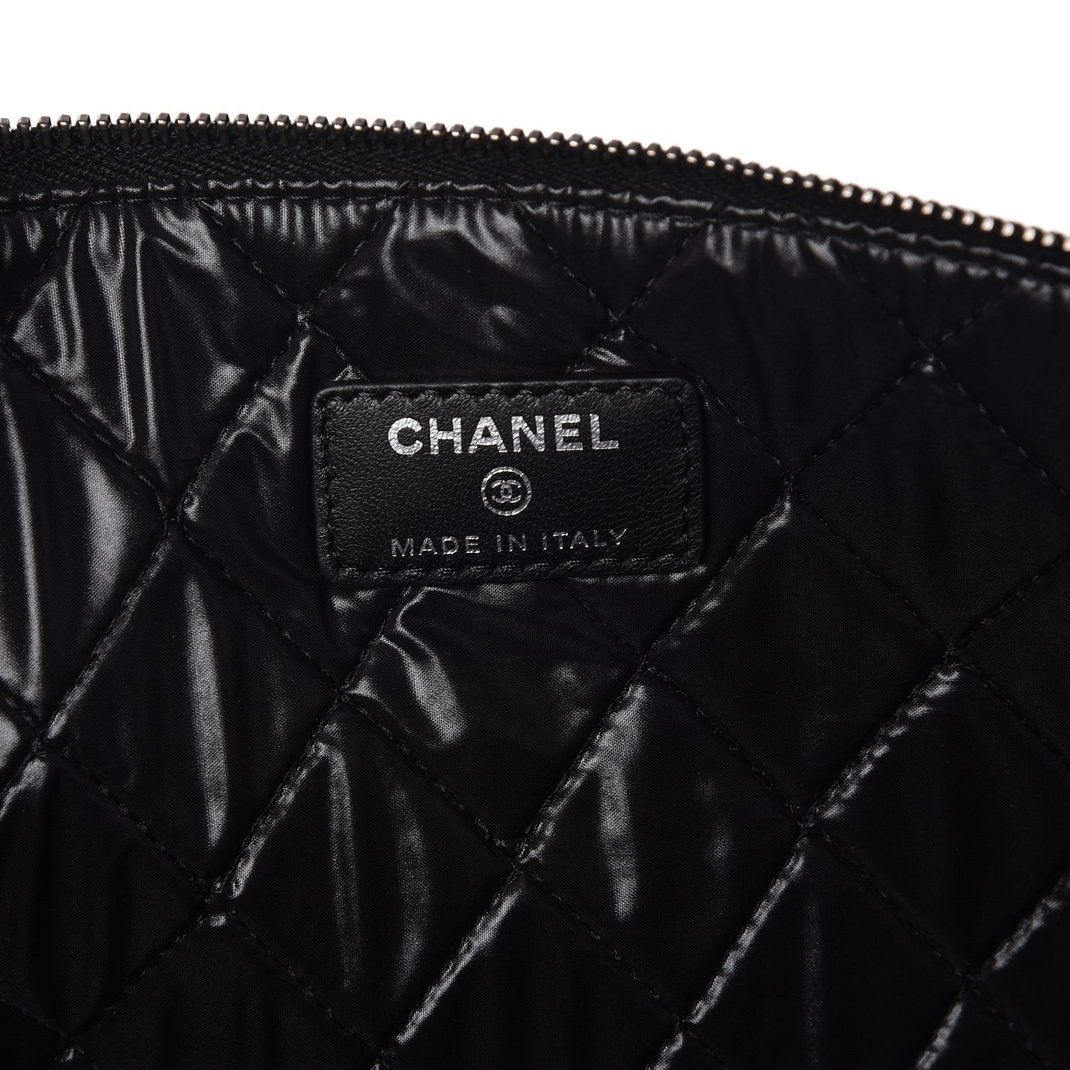 Chanel Lambskin Patent Quilted Large Cosmetic Case Black 6 of 7