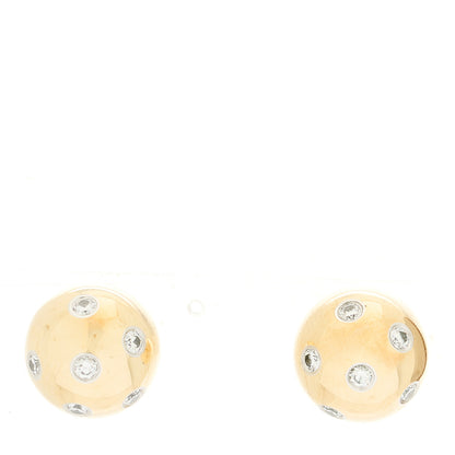 Tiffany 18K Yellow Gold Platinum Diamond 10.5mm Etoile Ball Earrings 1 of 5