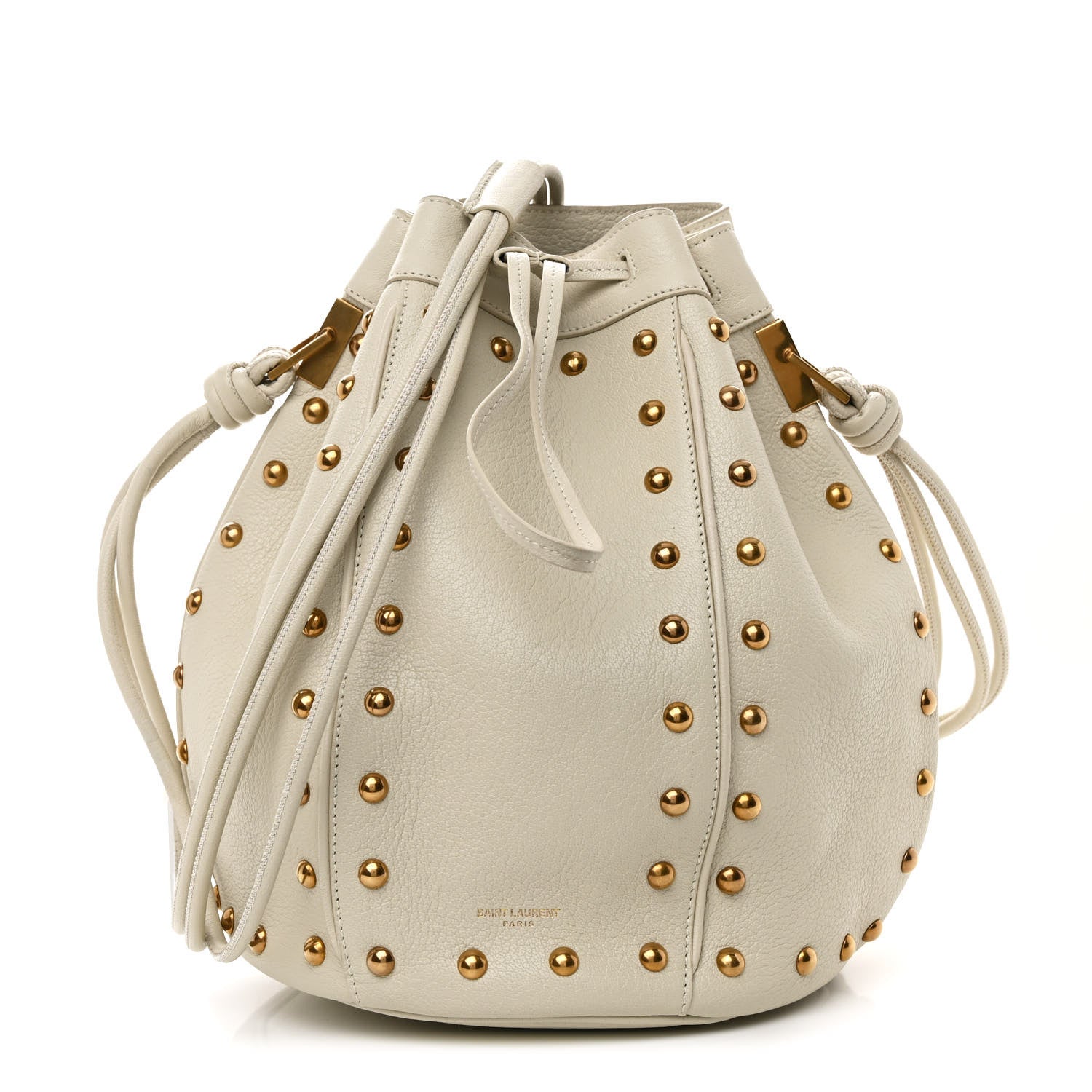 Saint Laurent Calfskin Studded Medium Talitha Bucket Bag White 1 of 10