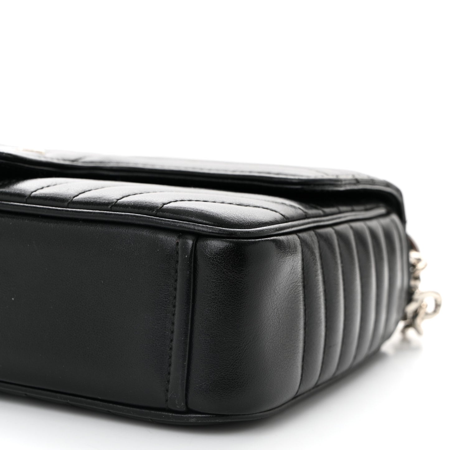 Soft Calfskin Impunture Diagramme Medium Chain Flap Shoulder Bag Black