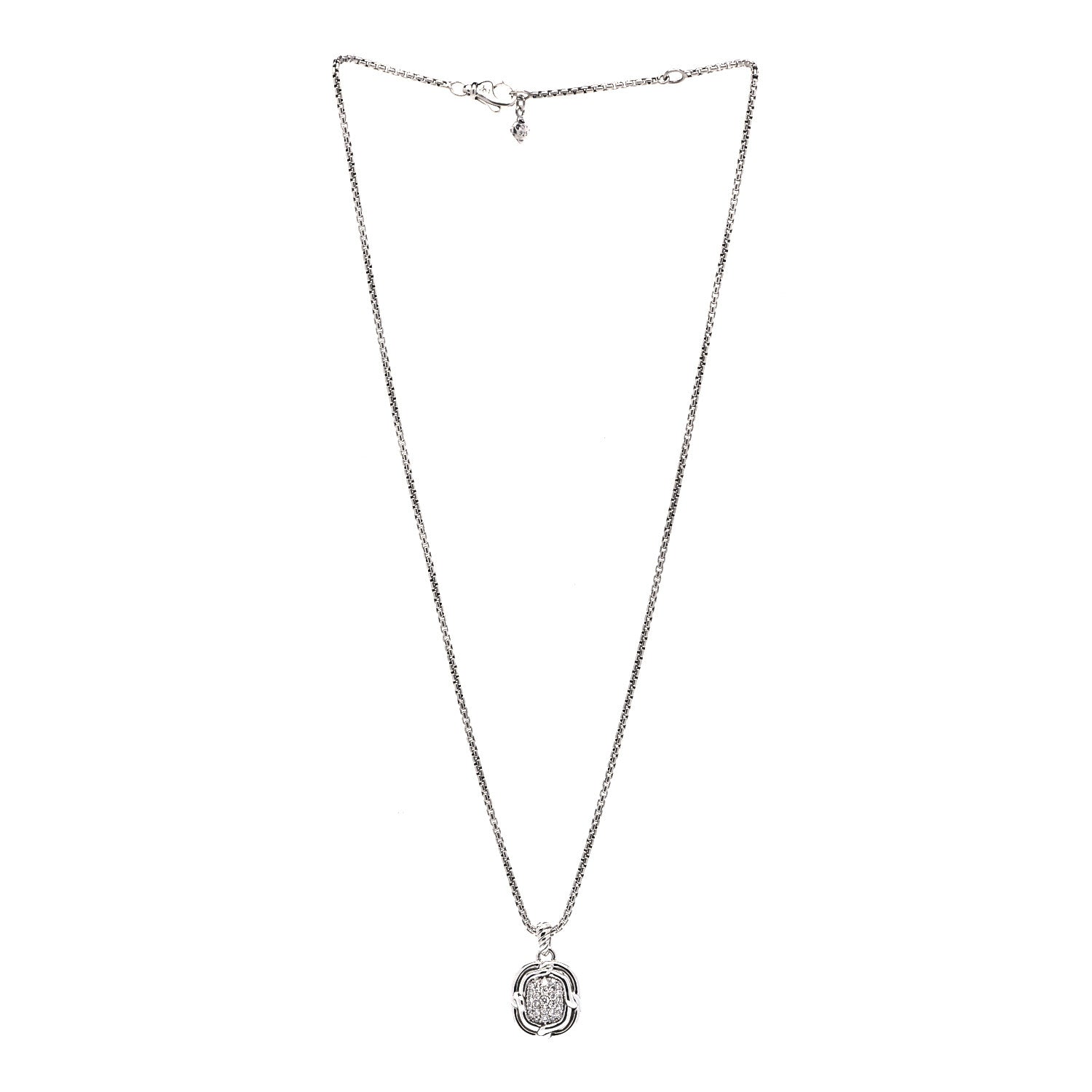 David Yurman Sterling Silver Diamond 10mm Labyrinth Pendant Necklace 2 of 6