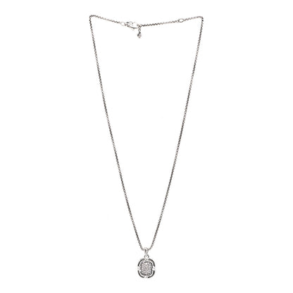 David Yurman Sterling Silver Diamond 10mm Labyrinth Pendant Necklace 2 of 6