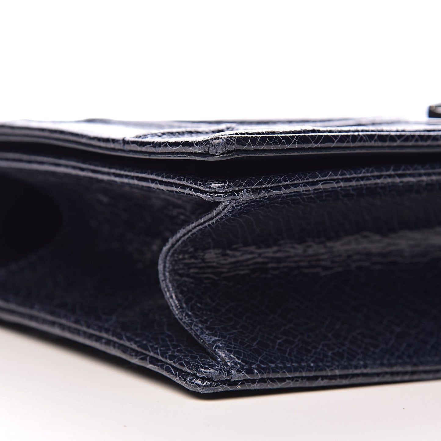 Crackled Deerskin Medium Diorama Flap Bag Navy