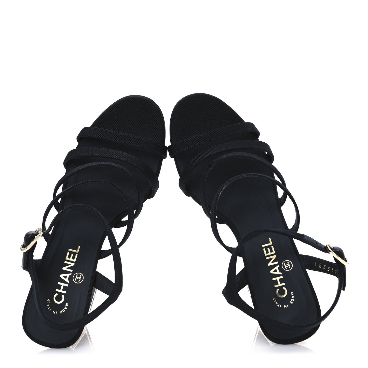 Grosgrain Crystal CC Sandals 40 Black